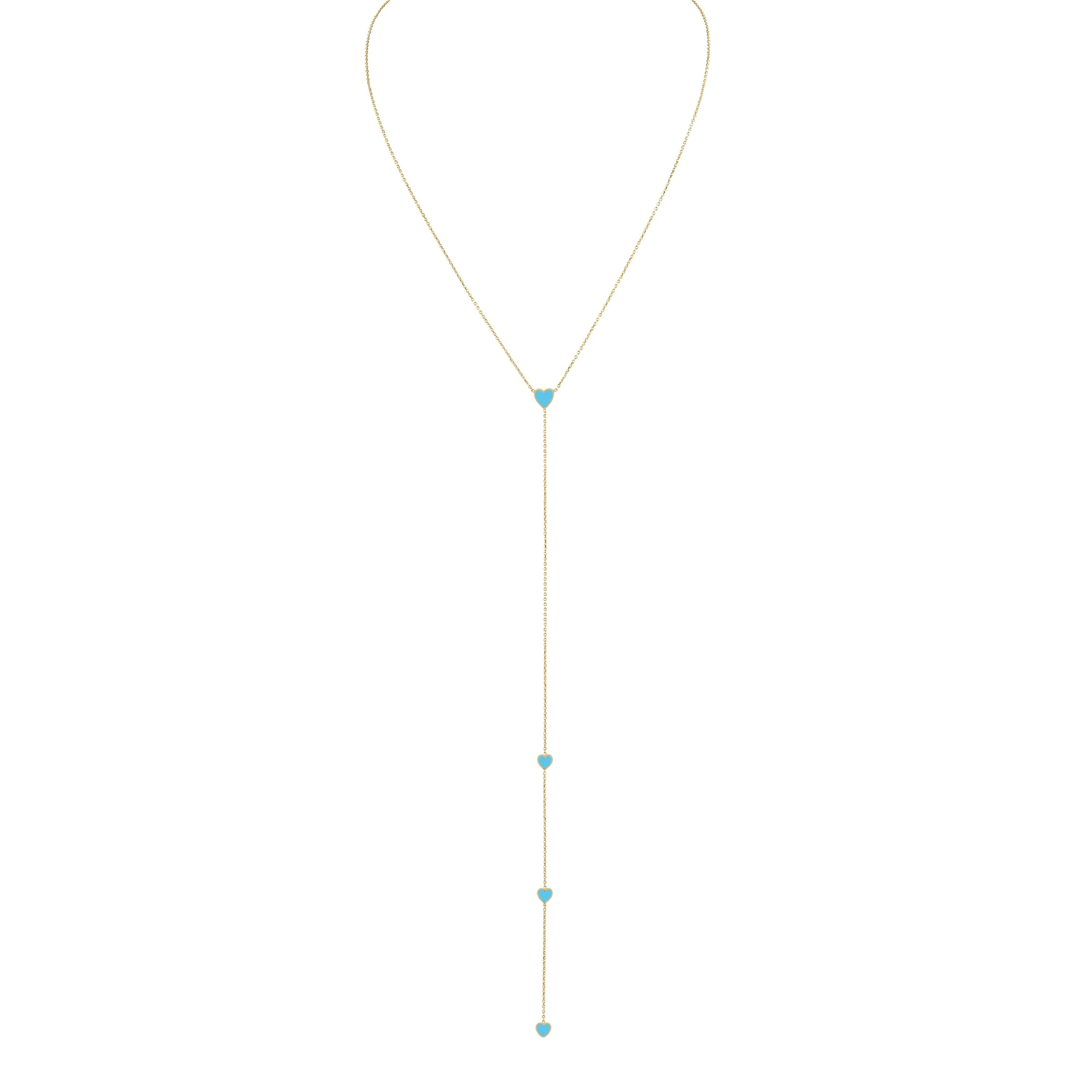 Enamel Hearts Lariat Necklace