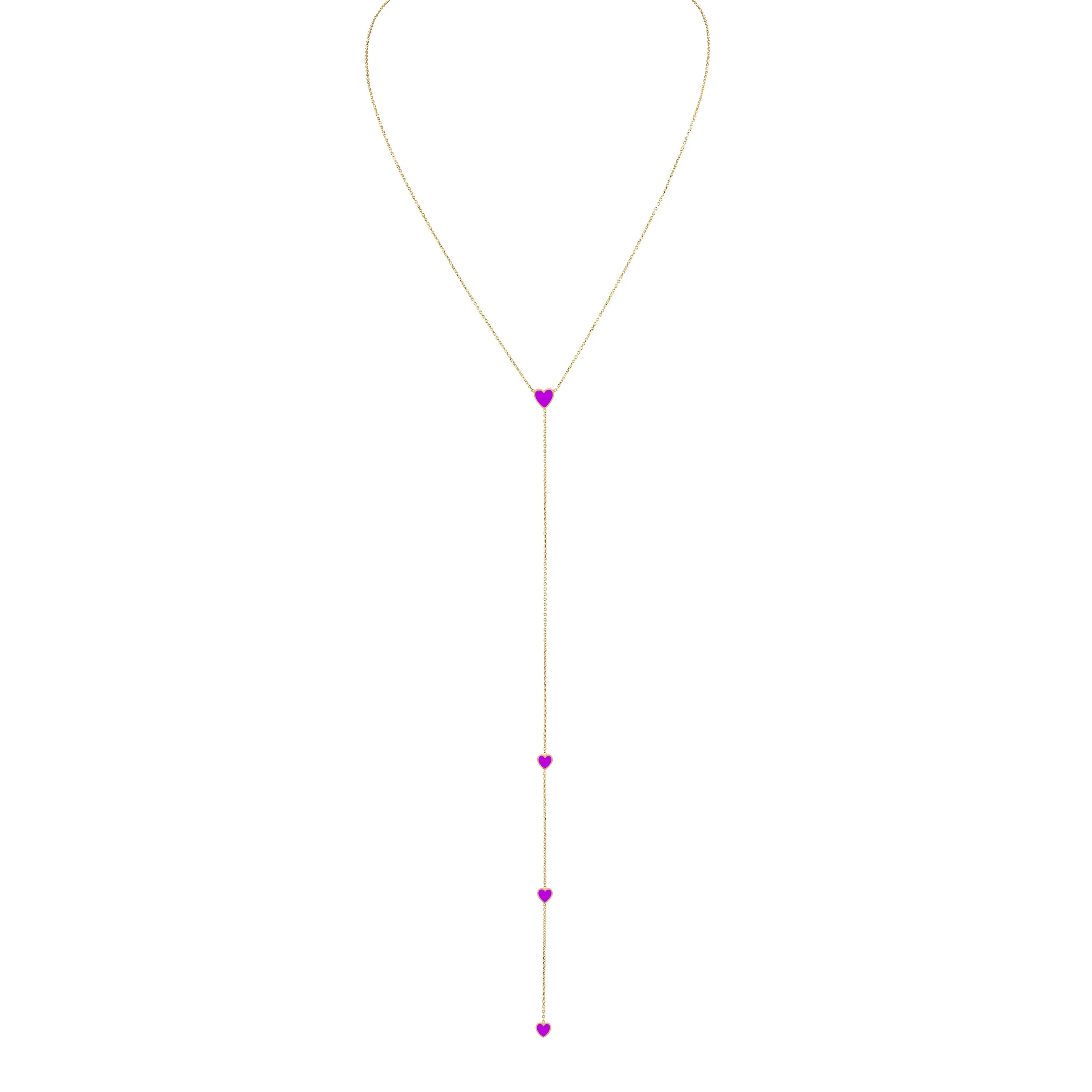 Enamel Hearts Lariat Necklace