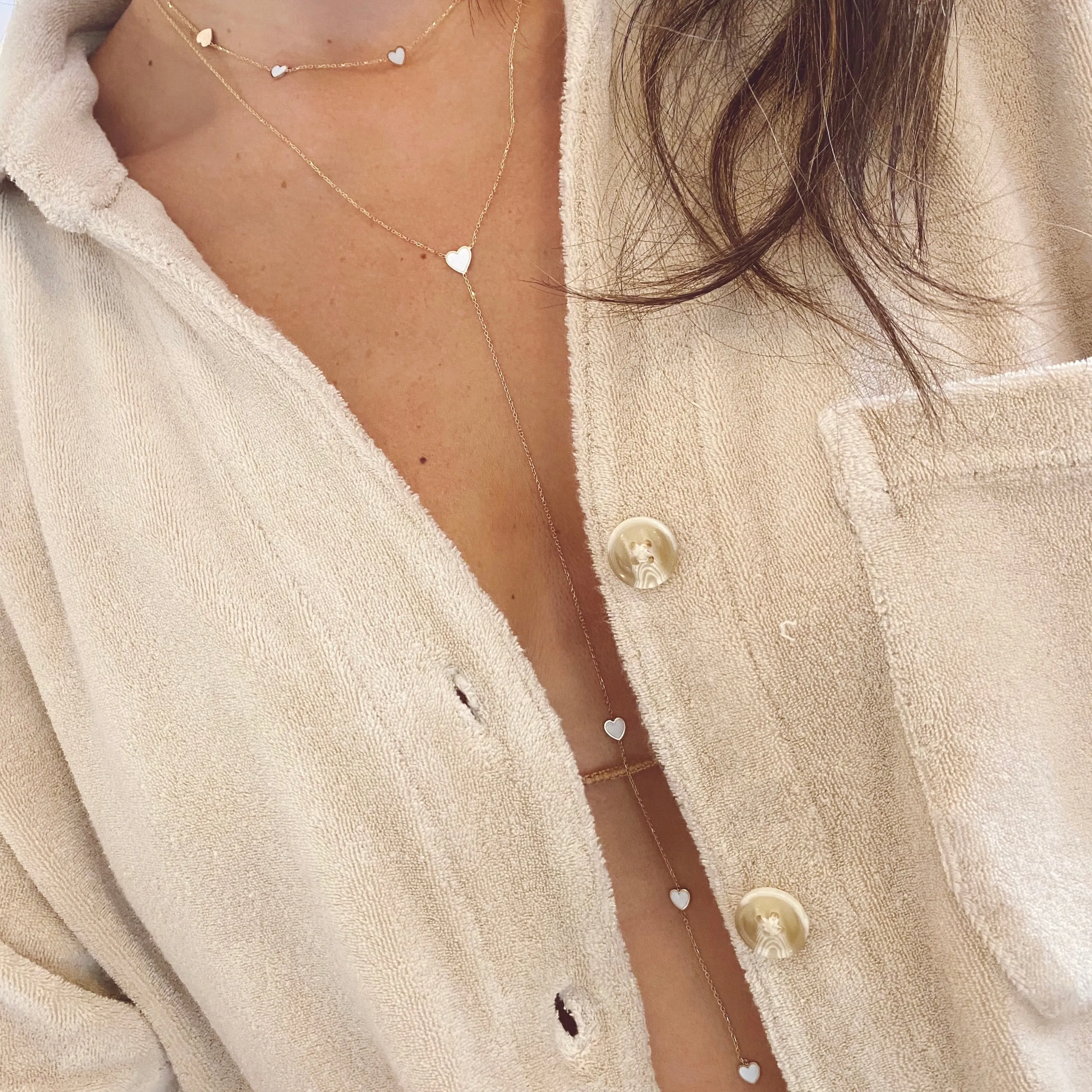 Enamel Hearts Lariat Necklace