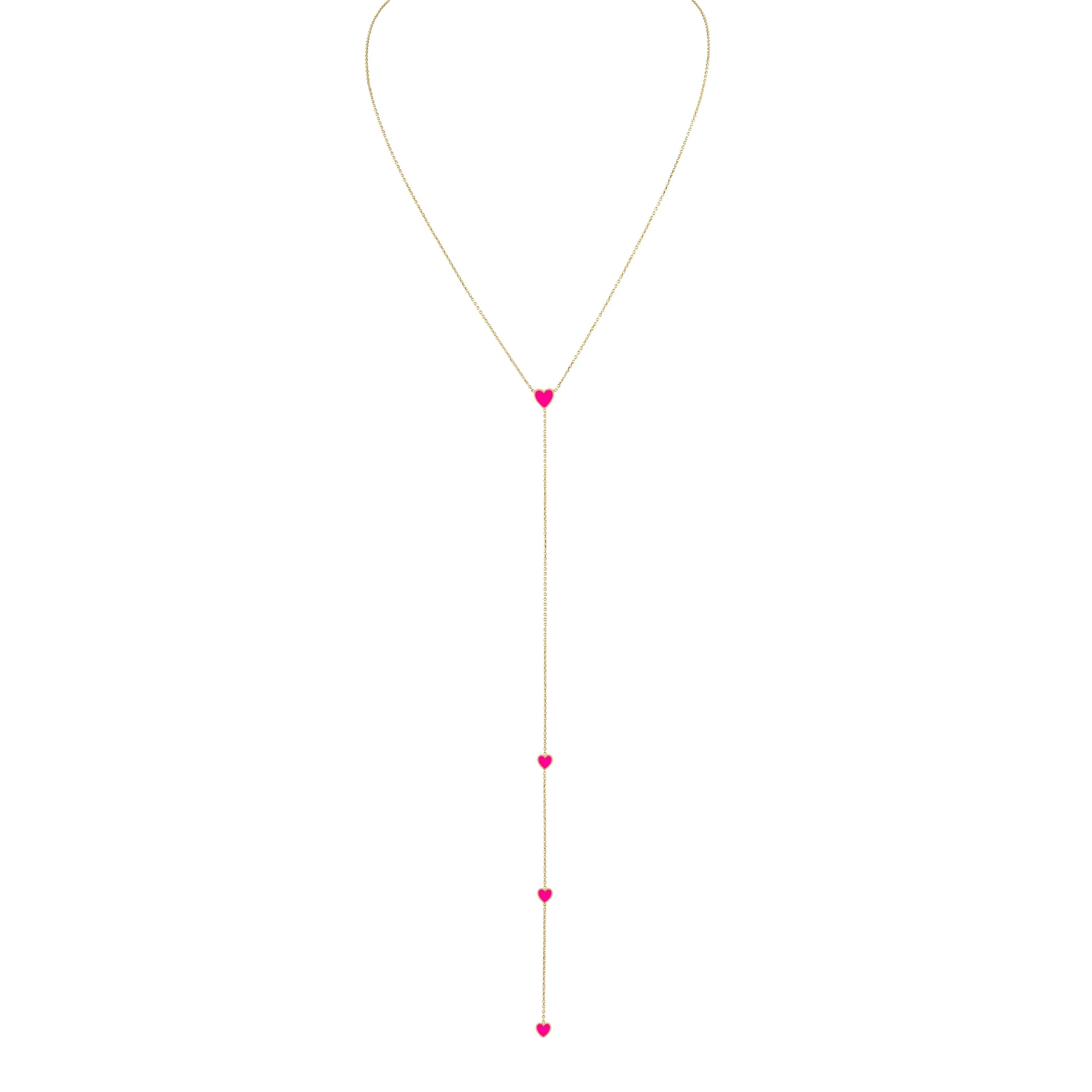 Enamel Hearts Lariat Necklace