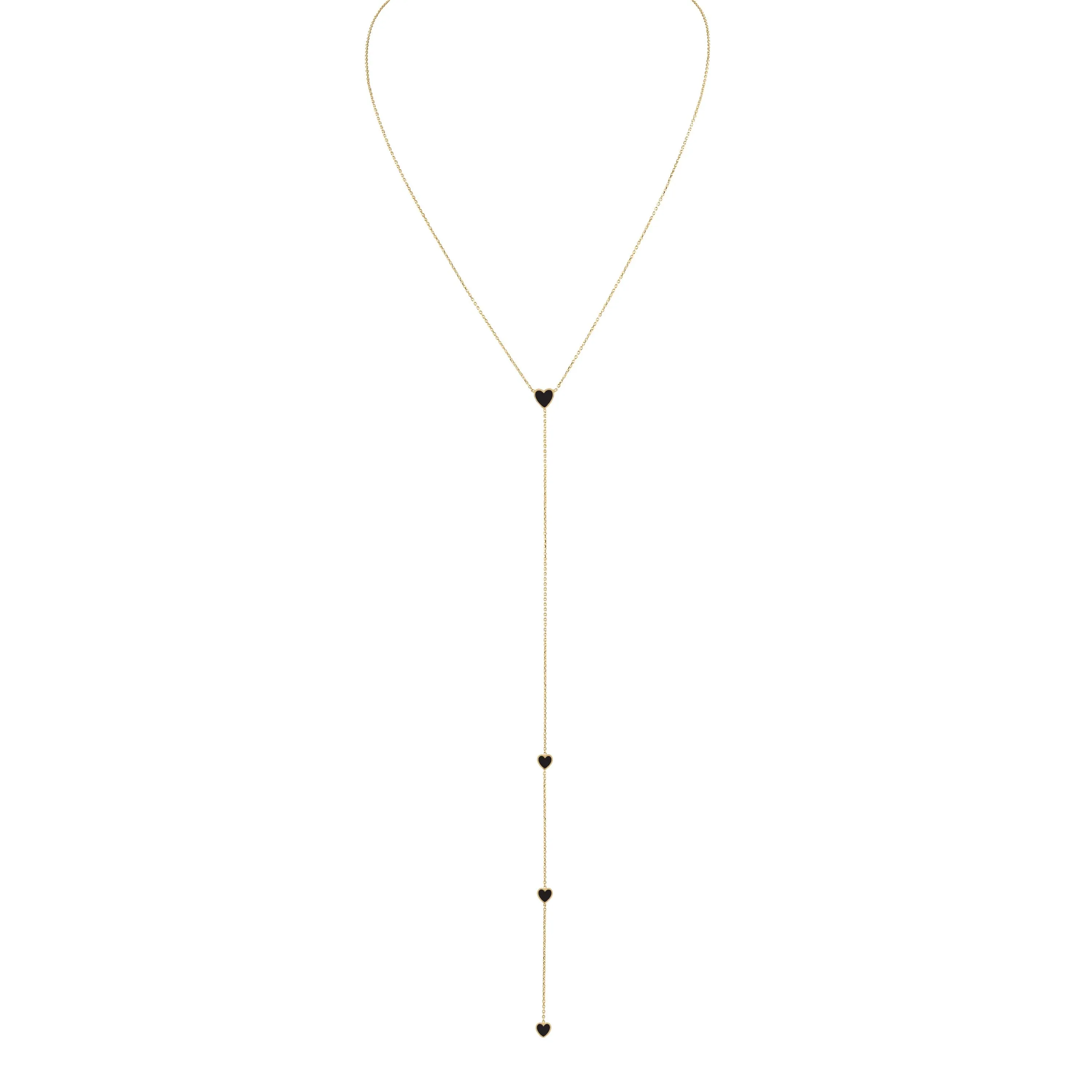 Enamel Hearts Lariat Necklace