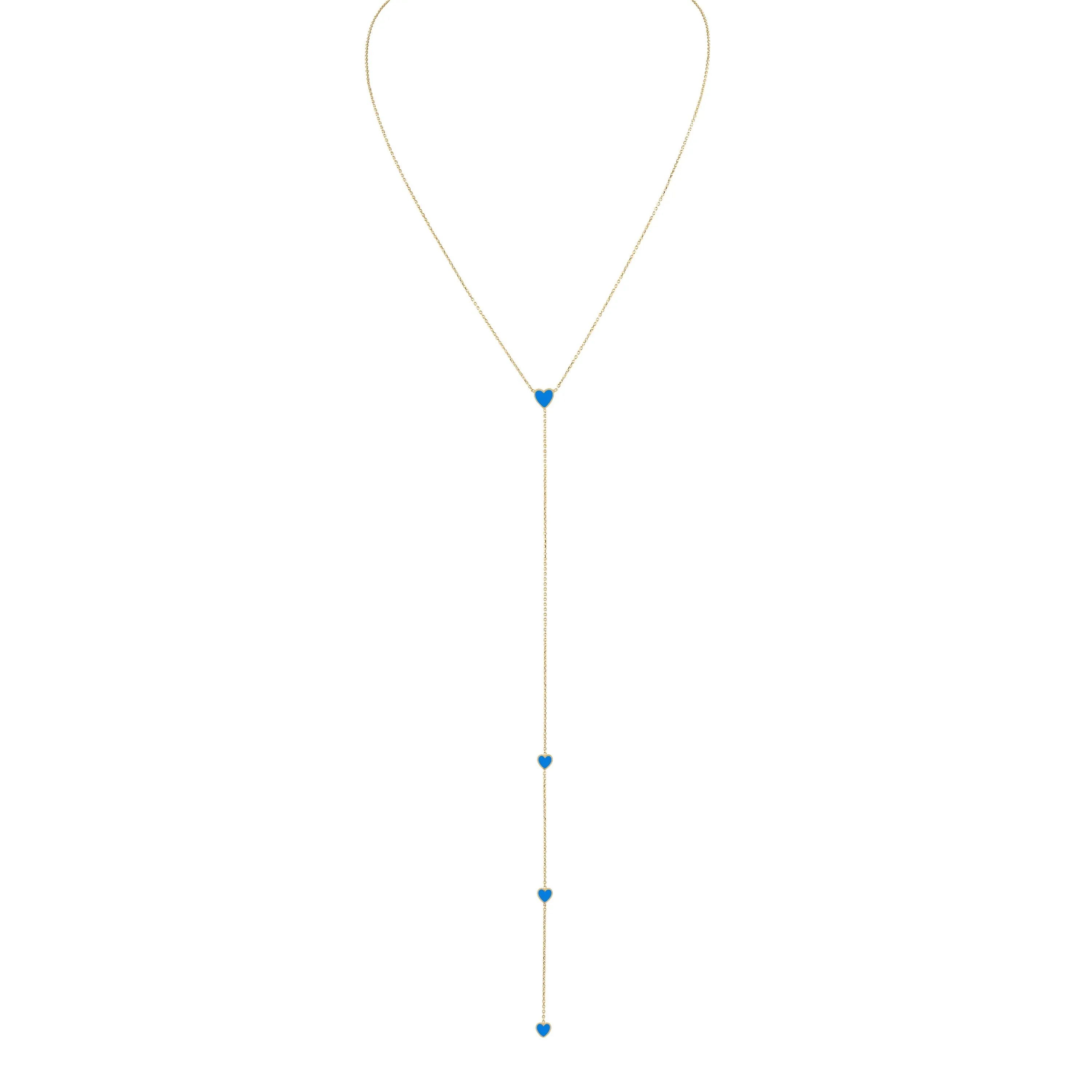 Enamel Hearts Lariat Necklace