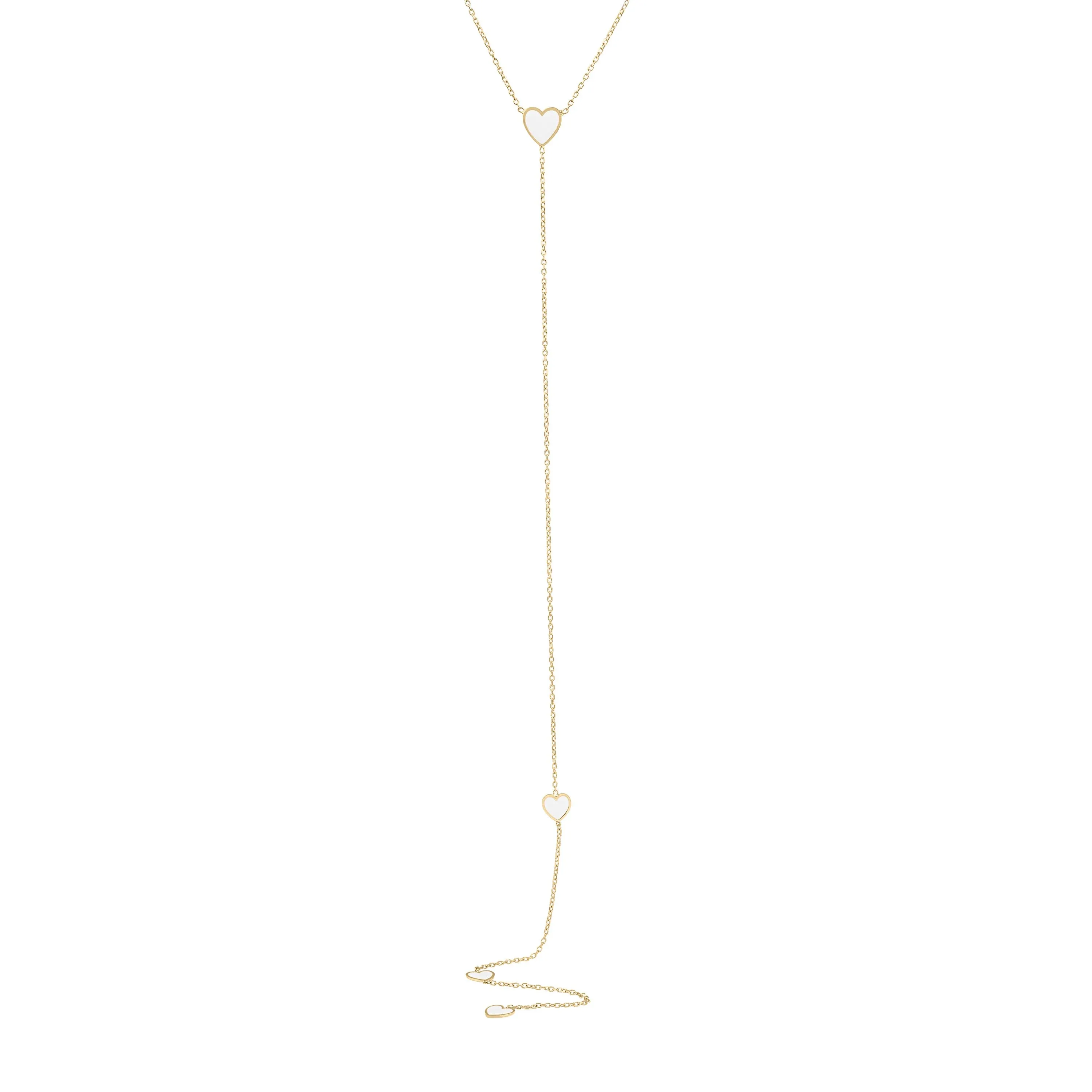 Enamel Hearts Lariat Necklace