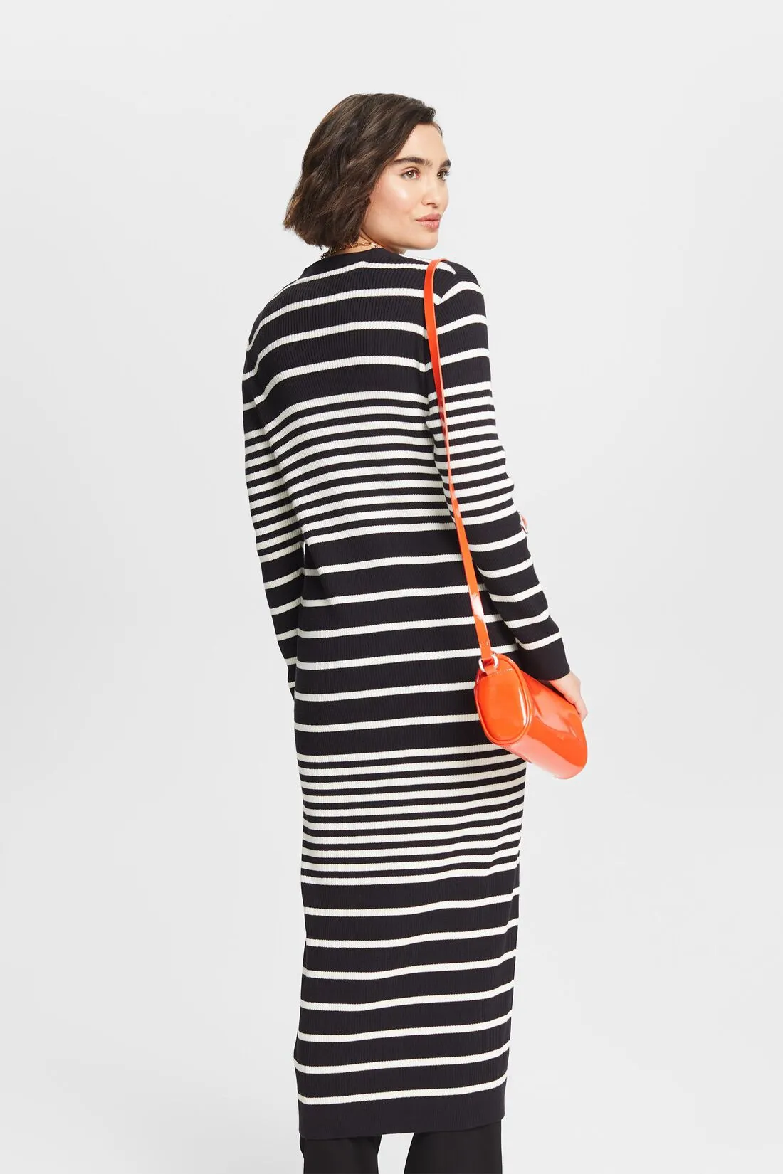 Esprit Long Striped Cotton Cardigan/Dress | Black Stripe