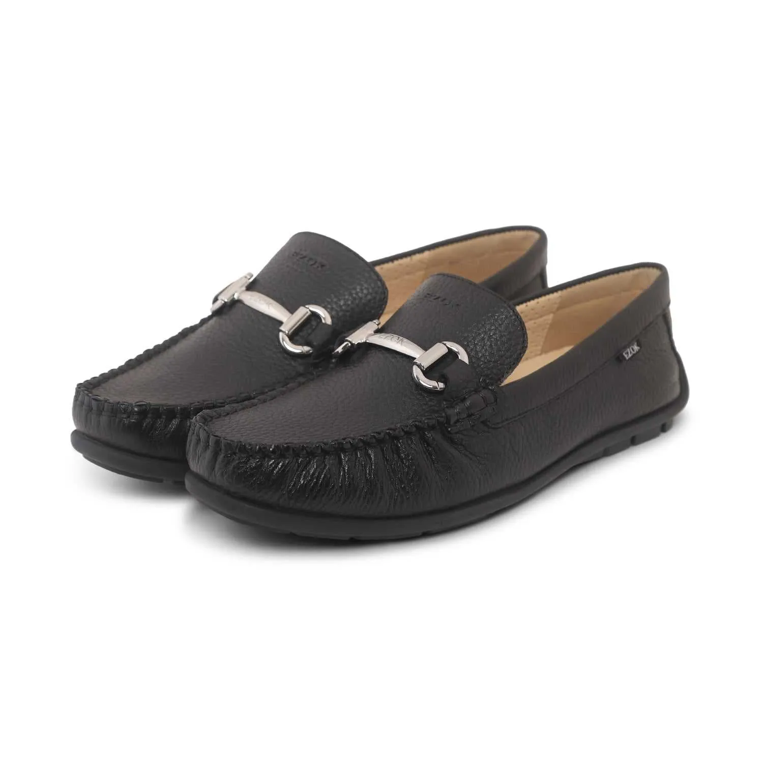 Ezok Mens Black Moccasin Driving Leather Loafers