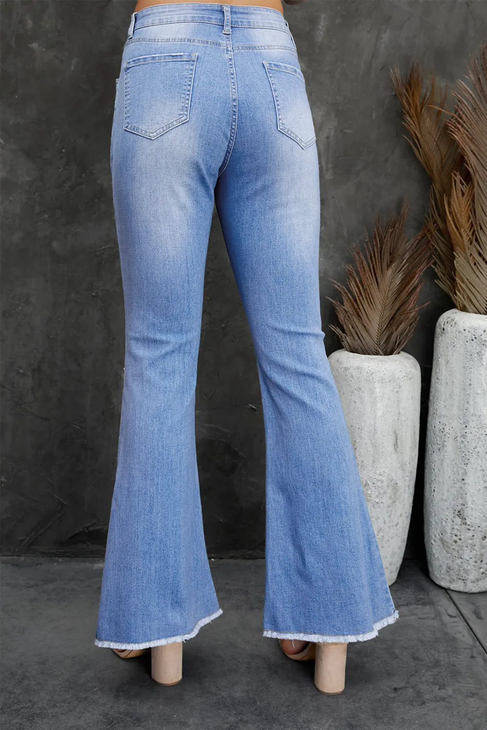 Flare Bell Bottoms Jeans for Women High Rise Distressed Denim Jeans