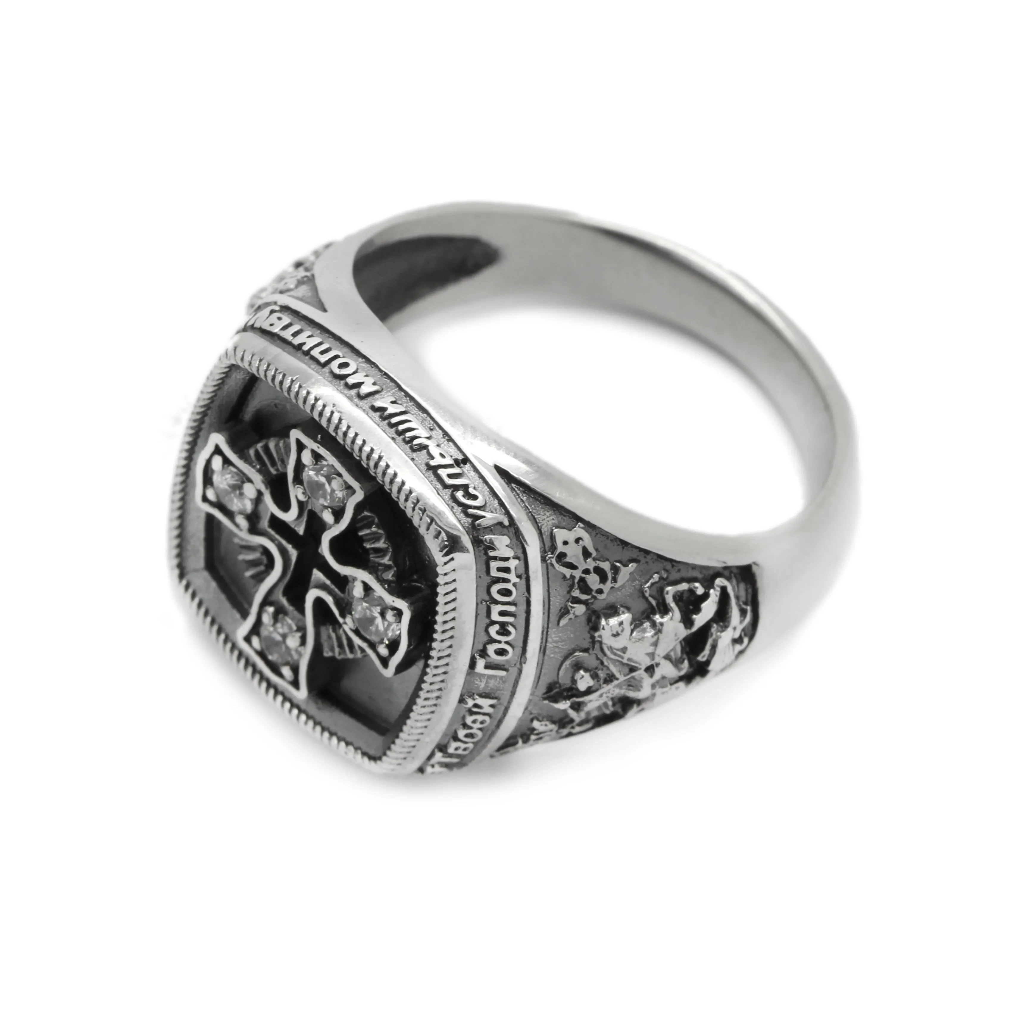 George the Victorious Men's Ring with Pray Silver 925