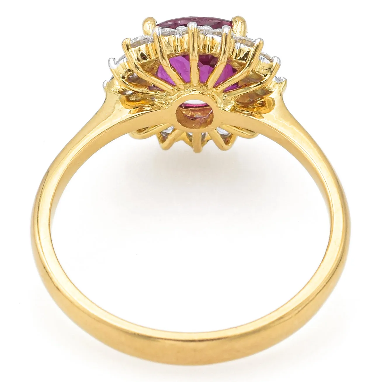 GIA Certified 18K Yellow Gold 1.37 Ct Natural Ruby & 0.32 TCW Diamond Band Ring