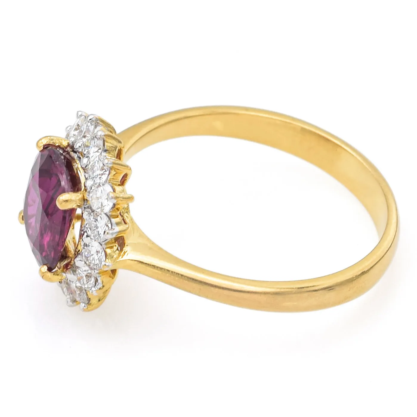 GIA Certified 18K Yellow Gold 1.37 Ct Natural Ruby & 0.32 TCW Diamond Band Ring