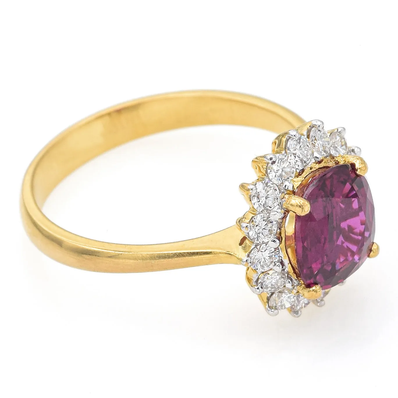 GIA Certified 18K Yellow Gold 1.37 Ct Natural Ruby & 0.32 TCW Diamond Band Ring