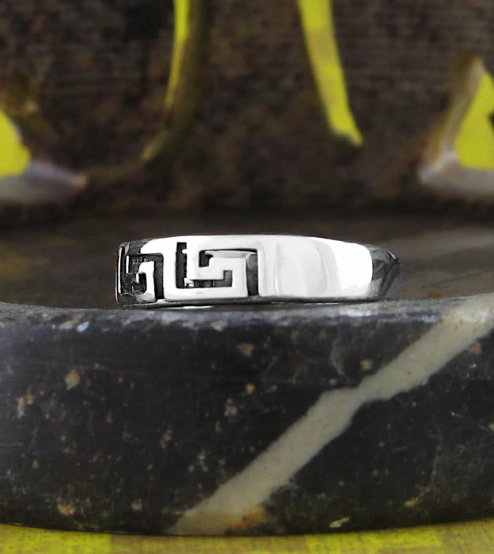 Greek Key Meander Symbol Toe or Midi Ring