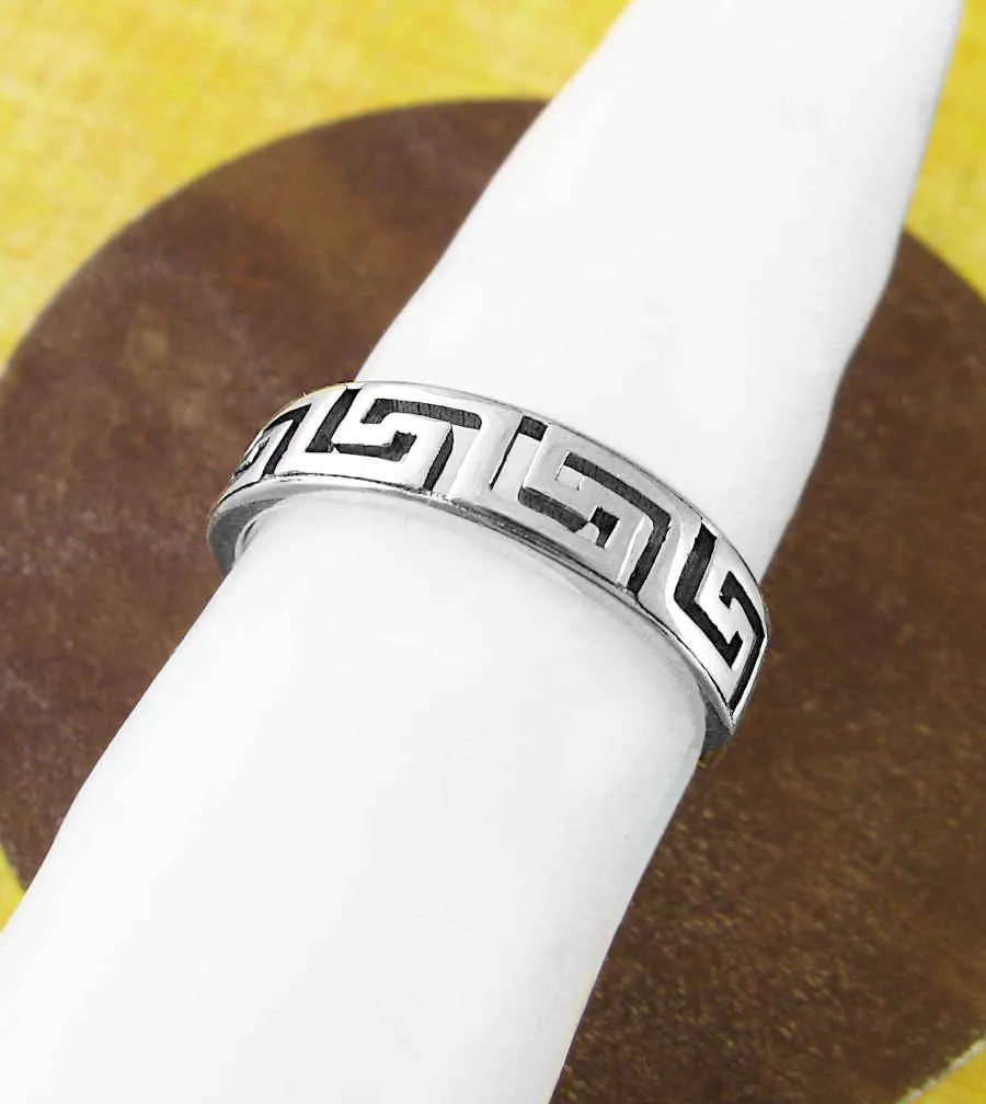 Greek Key Meander Symbol Toe or Midi Ring