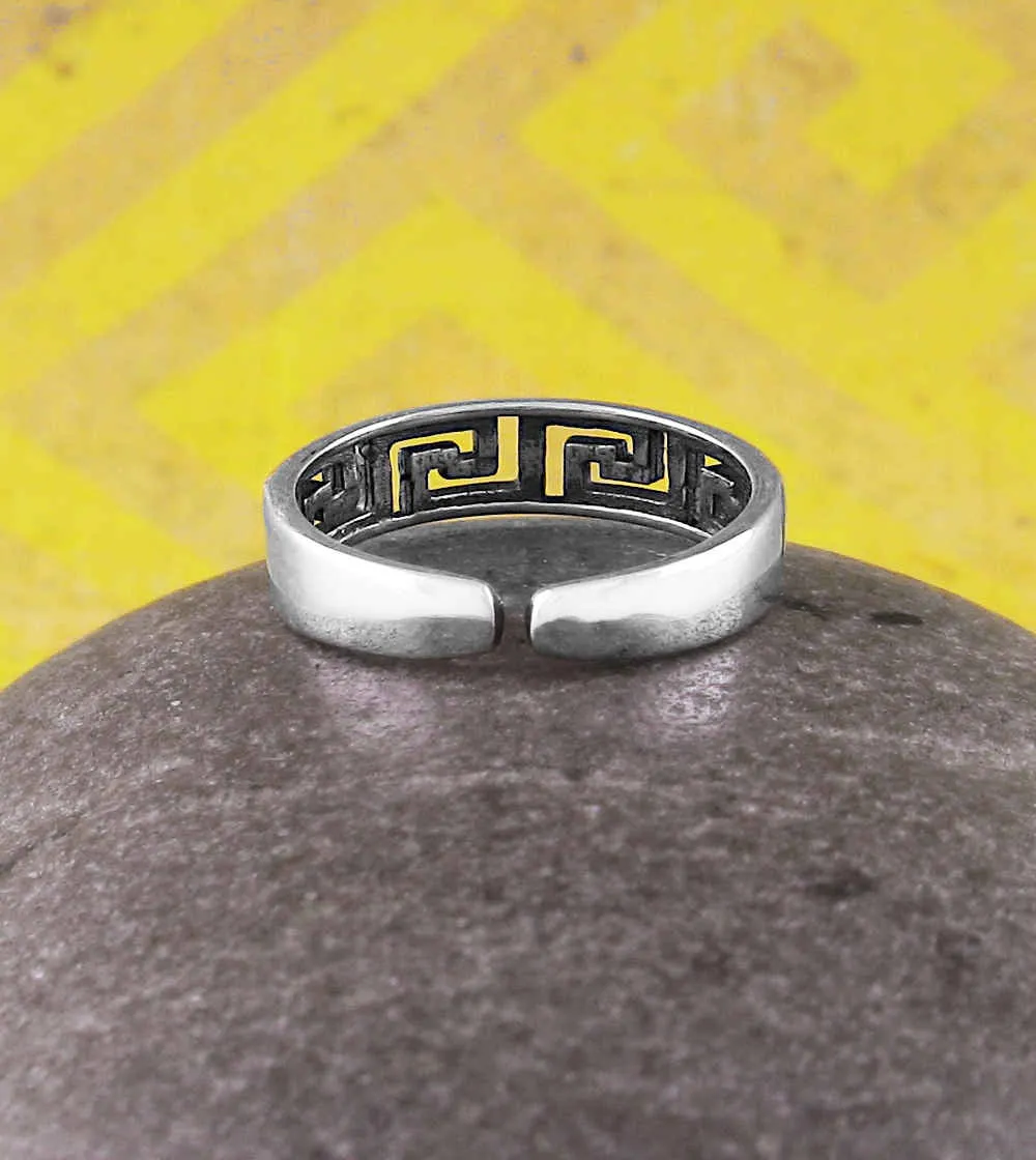 Greek Key Meander Symbol Toe or Midi Ring