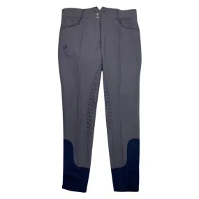 Halter Ego 'Perfection' Full Seat High Rise Breeches in Charcoal/Navy Piping - Women's 39/40