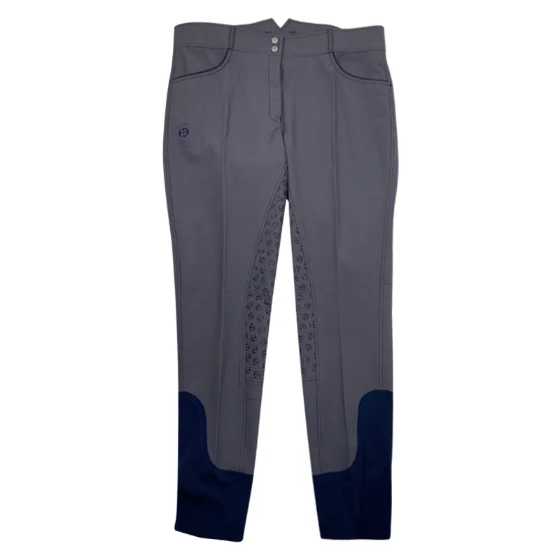 Halter Ego 'Perfection' Full Seat High Rise Breeches in Charcoal/Navy Piping - Women's 39/40