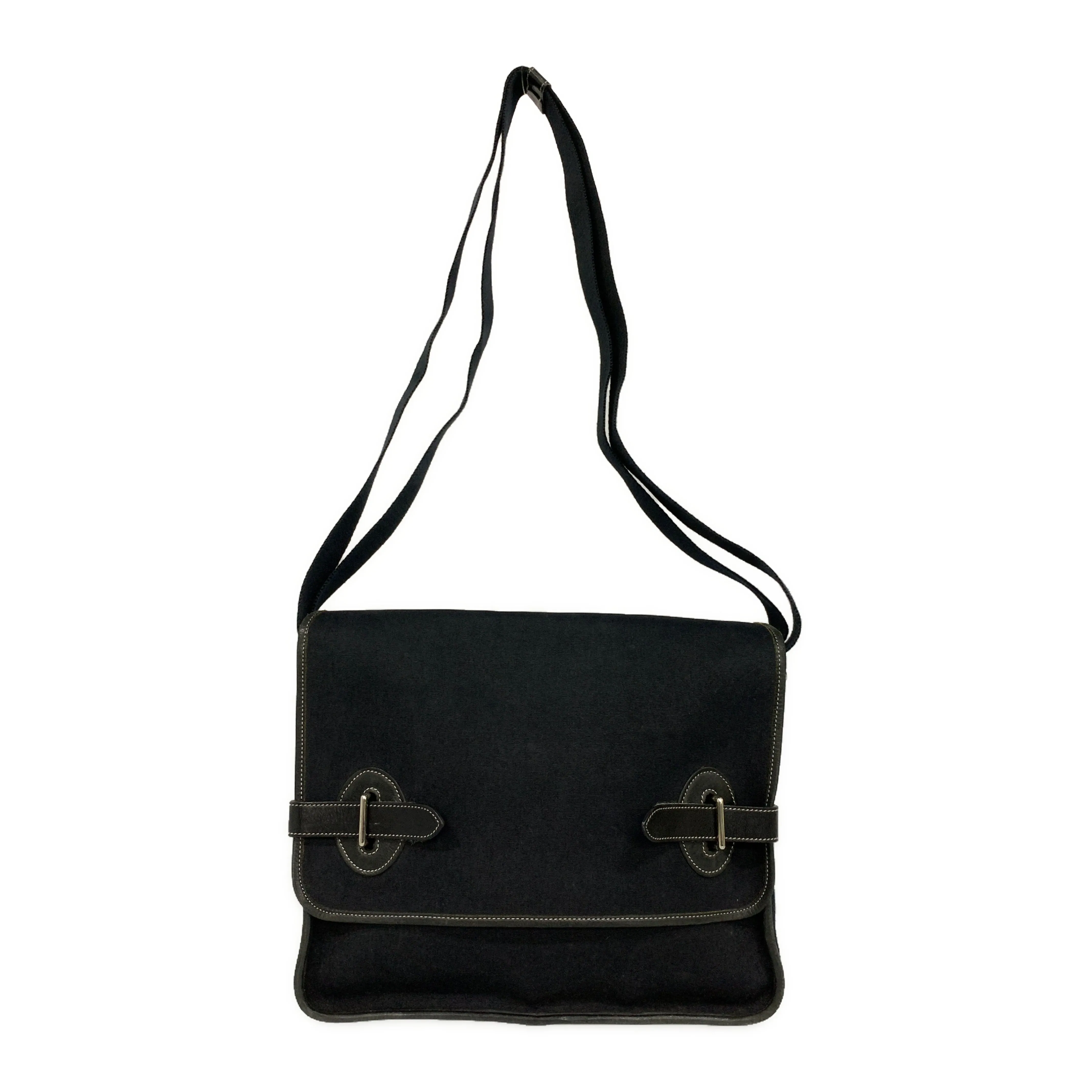 #HERMES/Cross Body Bag/BLK/Canvas