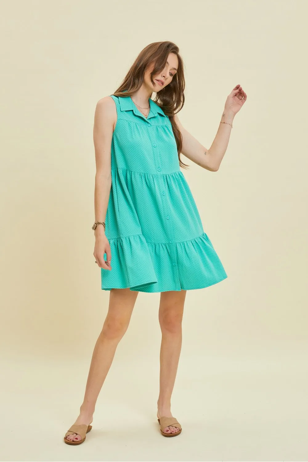 Heyson Tiered Button Down Dress Rose or Jade - PREORDER