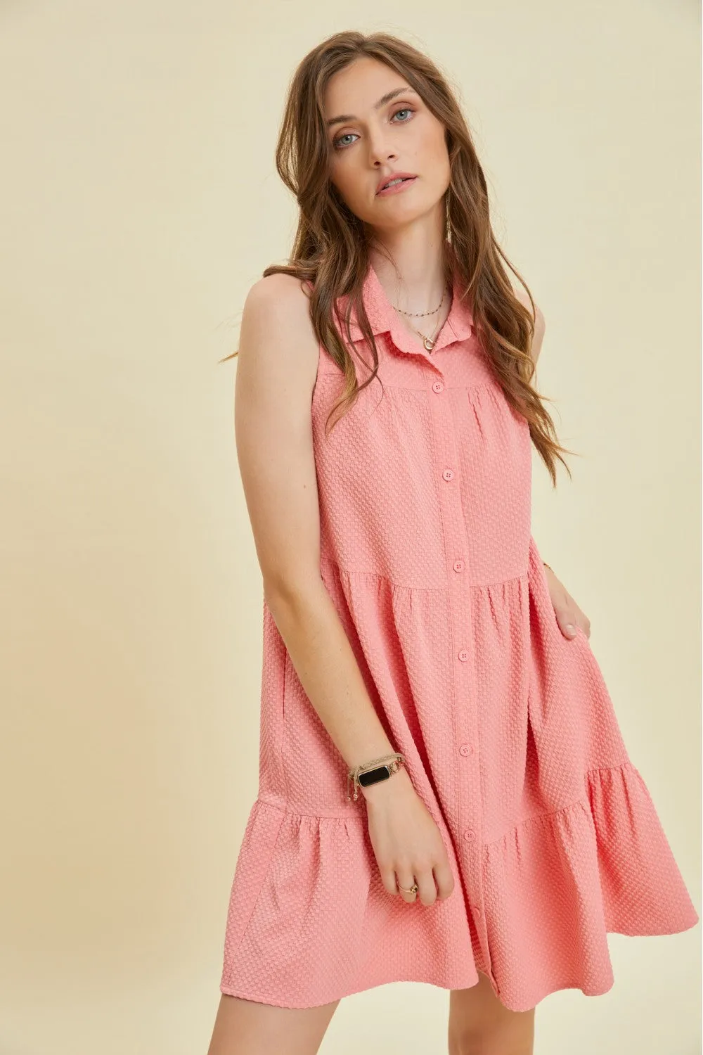 Heyson Tiered Button Down Dress Rose or Jade - PREORDER