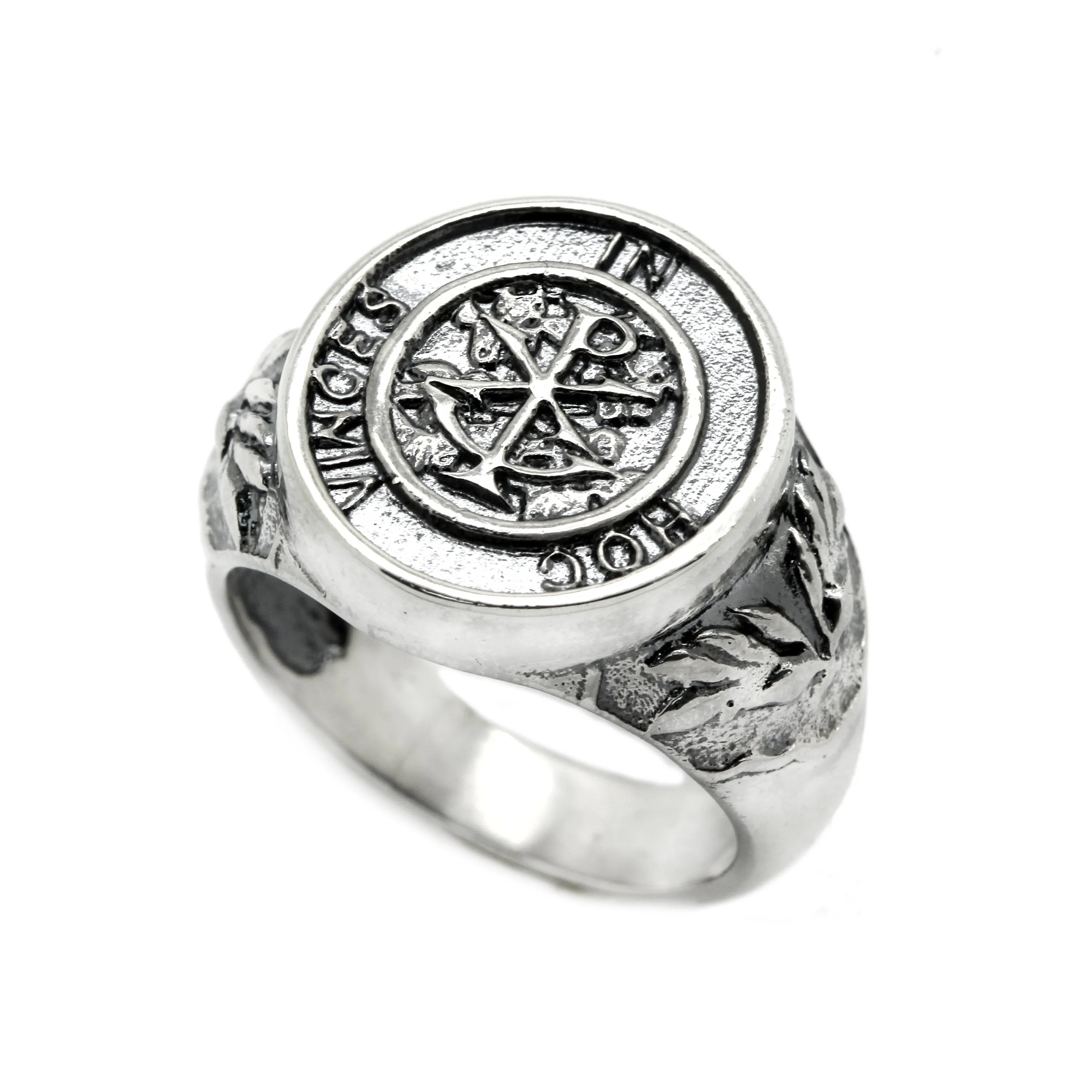 IN HOC VINCES Masonic Men's Signet Silver 925