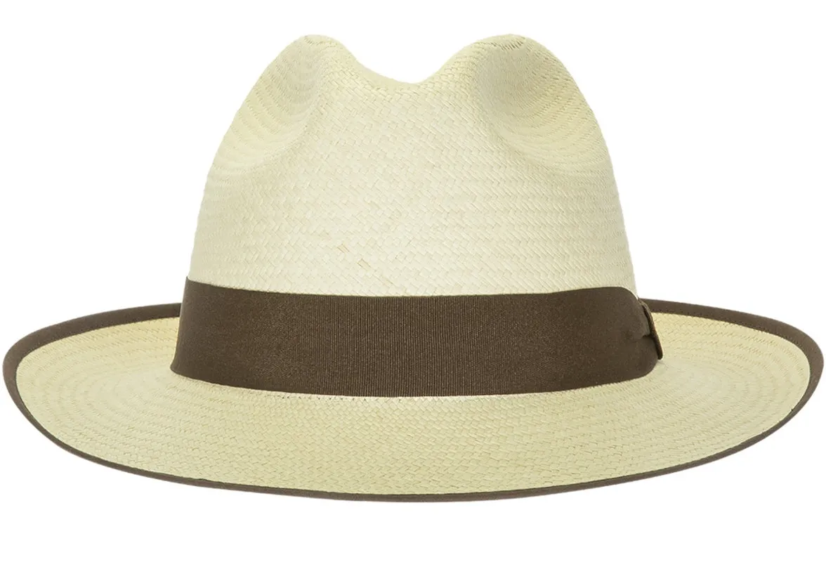 K. Dorfzaun Grade 3 Cuenca Fedora Panama in Natural with Brown trim