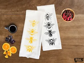 Large 28x33" Bees Kitchen Towels - Organic Natural Flour Sack Cotton Tea Towel Gift