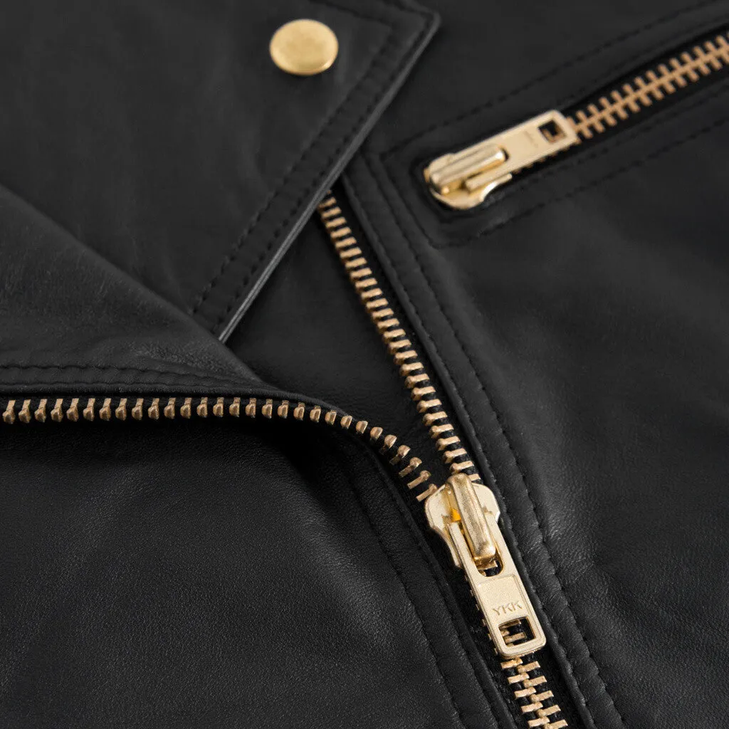 Leah biker jacket in soft and delicious leather / 50854 - Black / Gold