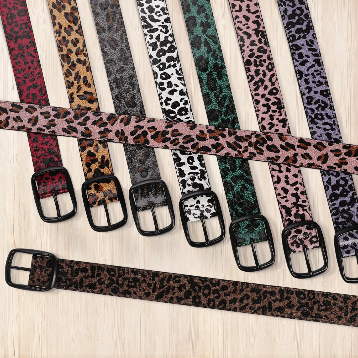 Leopard Print Leather Belt 3 Colors