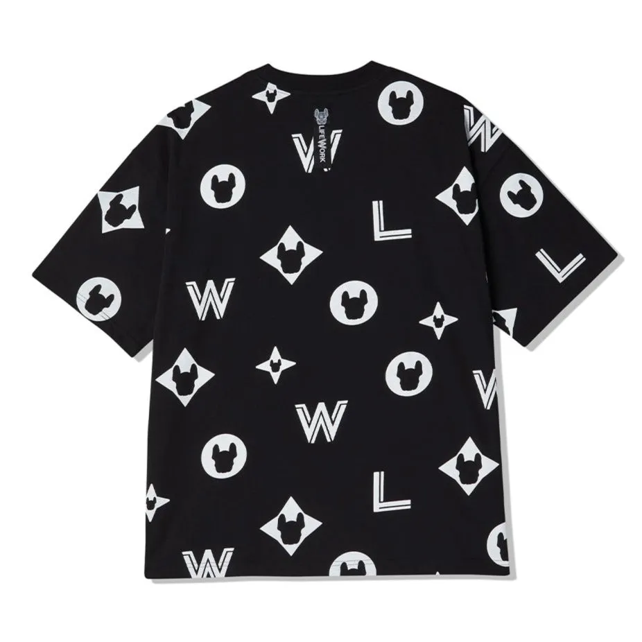 LifeWork Big Monogram Tee Black