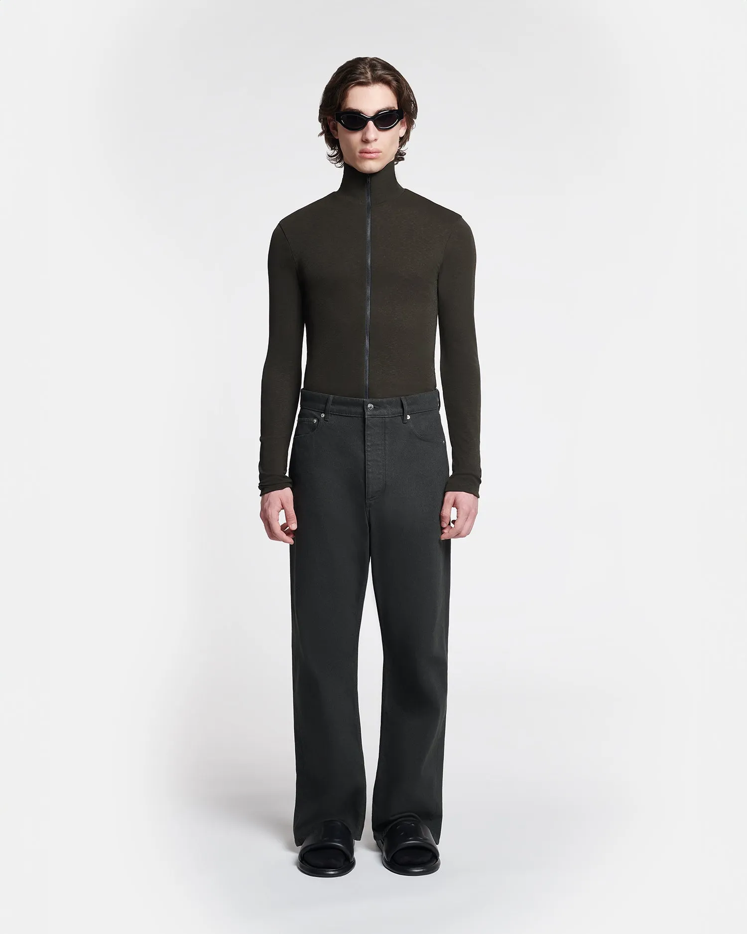 Magnus - Mesh-Jersey Turtleneck Top - Anthracite