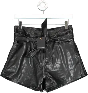 Marissa Webb Black Banks Paper Bag Leather Boyfriend Shorts UK 4