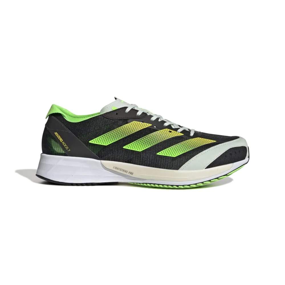 Men's Adidas Adizero Adios 7, Core Black/Beam Yellow/Solar Green, 11.5 D Medium