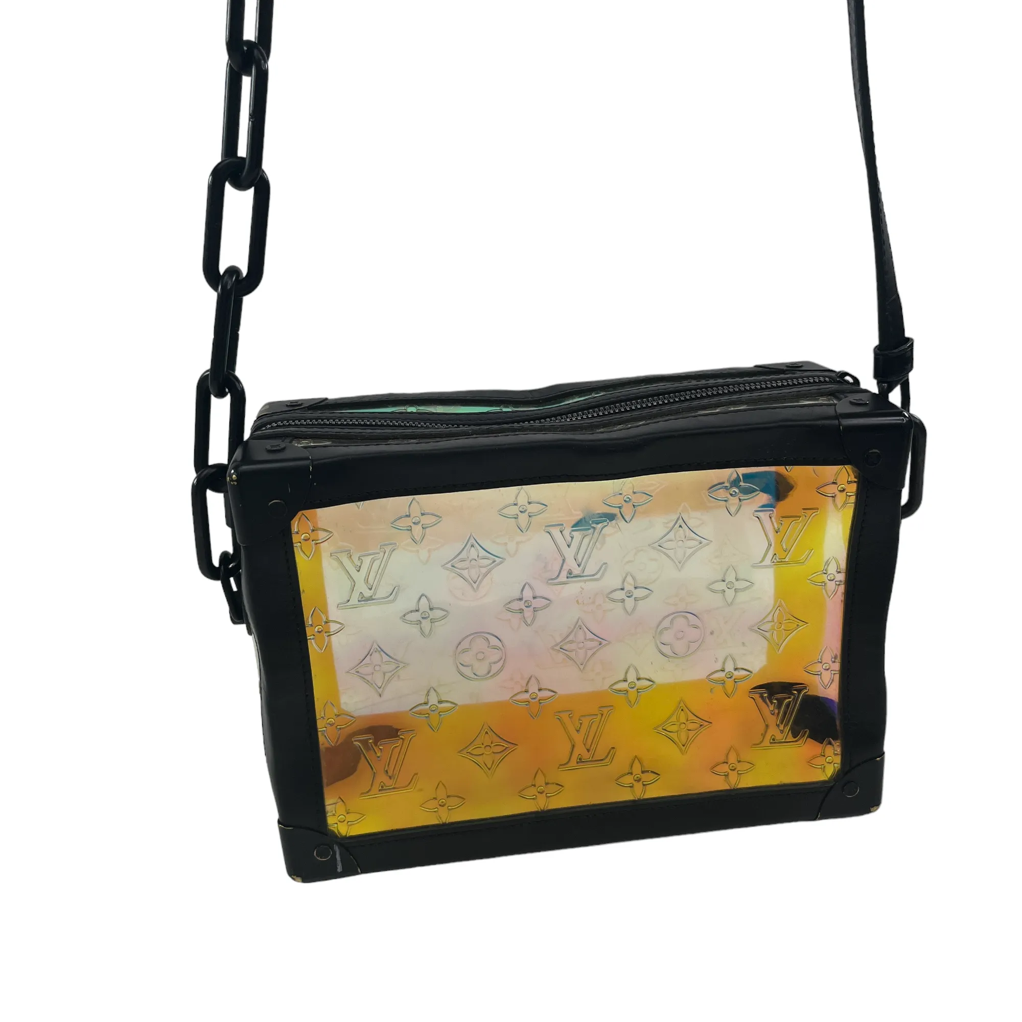 Men's Iridescent Prism Monogram Soft Trunk Bag Bag Black