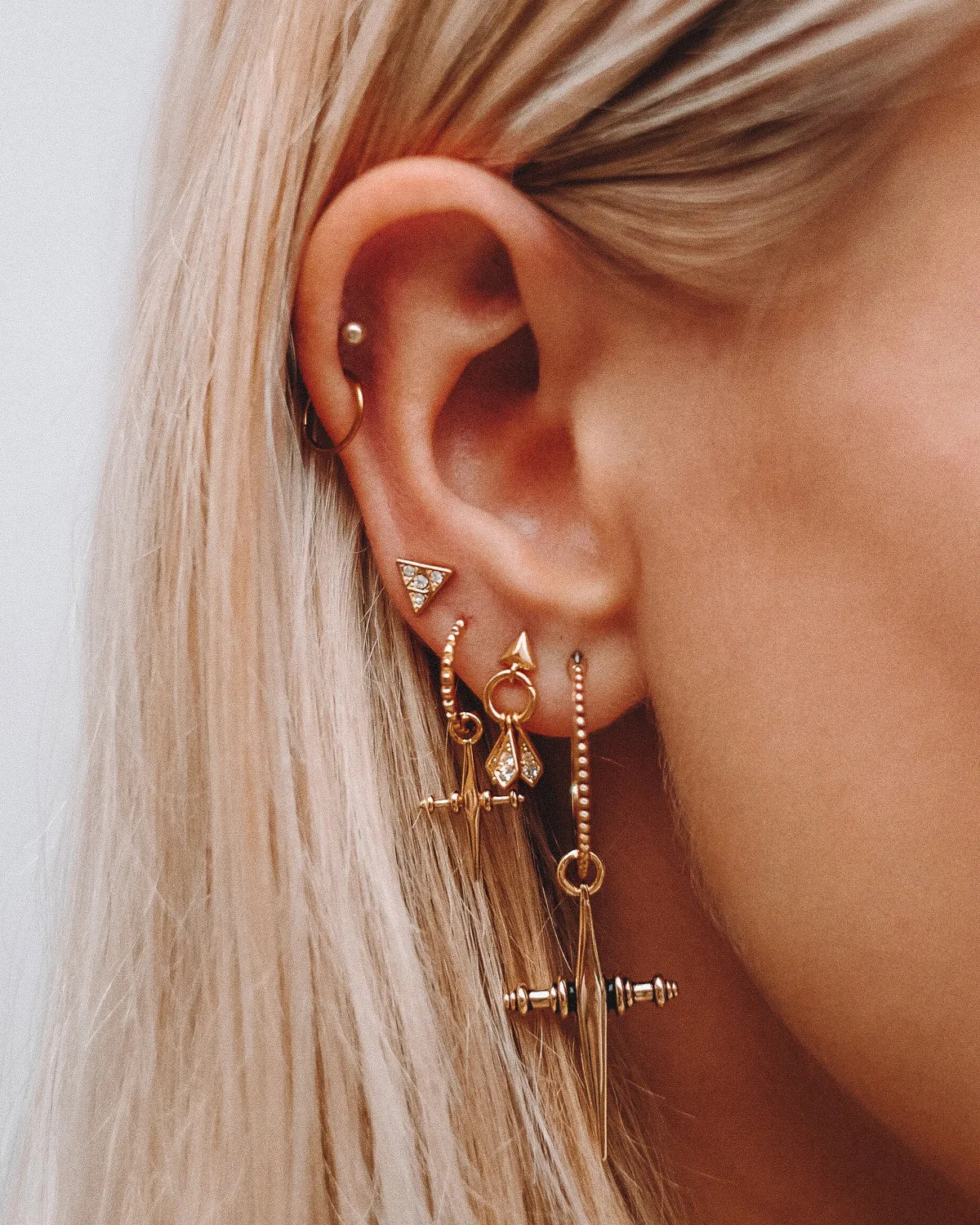 Mini Cross Hoops- Gold