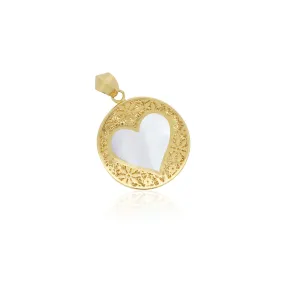 Mother of Pearl Lace Heart Charm