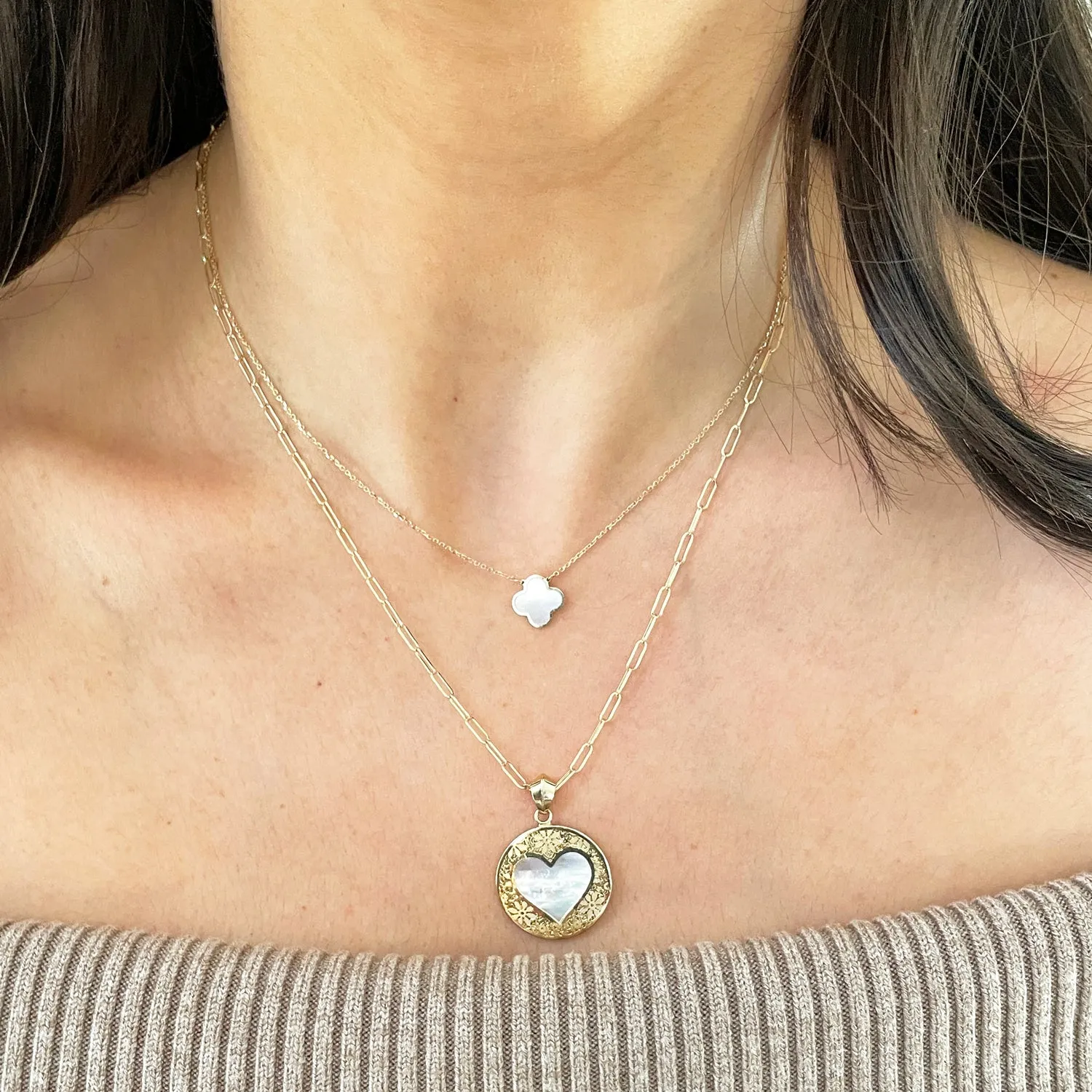 Mother of Pearl Lace Heart Charm