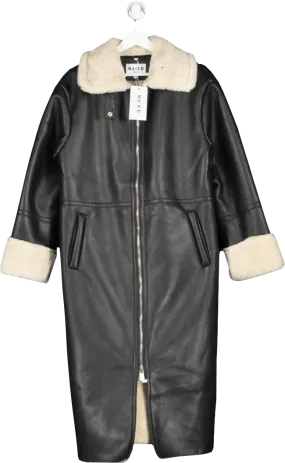 NA-KD Black High Neck Bonded Coat UK XXS