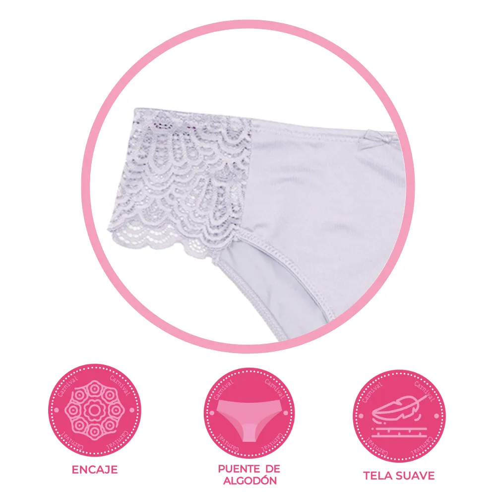 Panty coordinable hispter con detalles de encaje a los costados lila 74398 Carnival