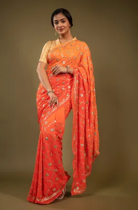 Pure Chiffon Gotapatti Work Saree