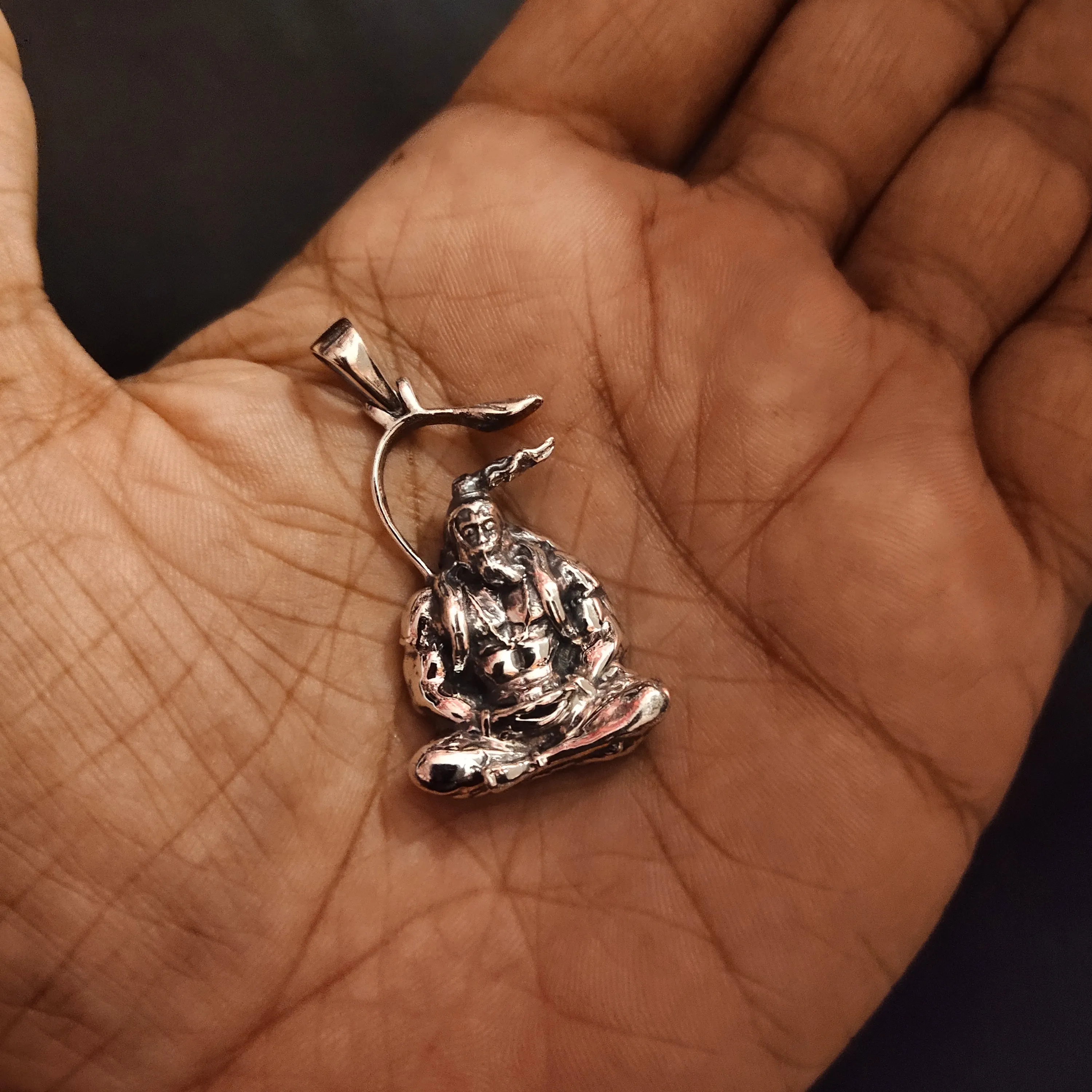 "A Divine Design: Experience Serenity with the 925 Silver Meditating Shri Hanuman Ji Pendant by Asp Silver"