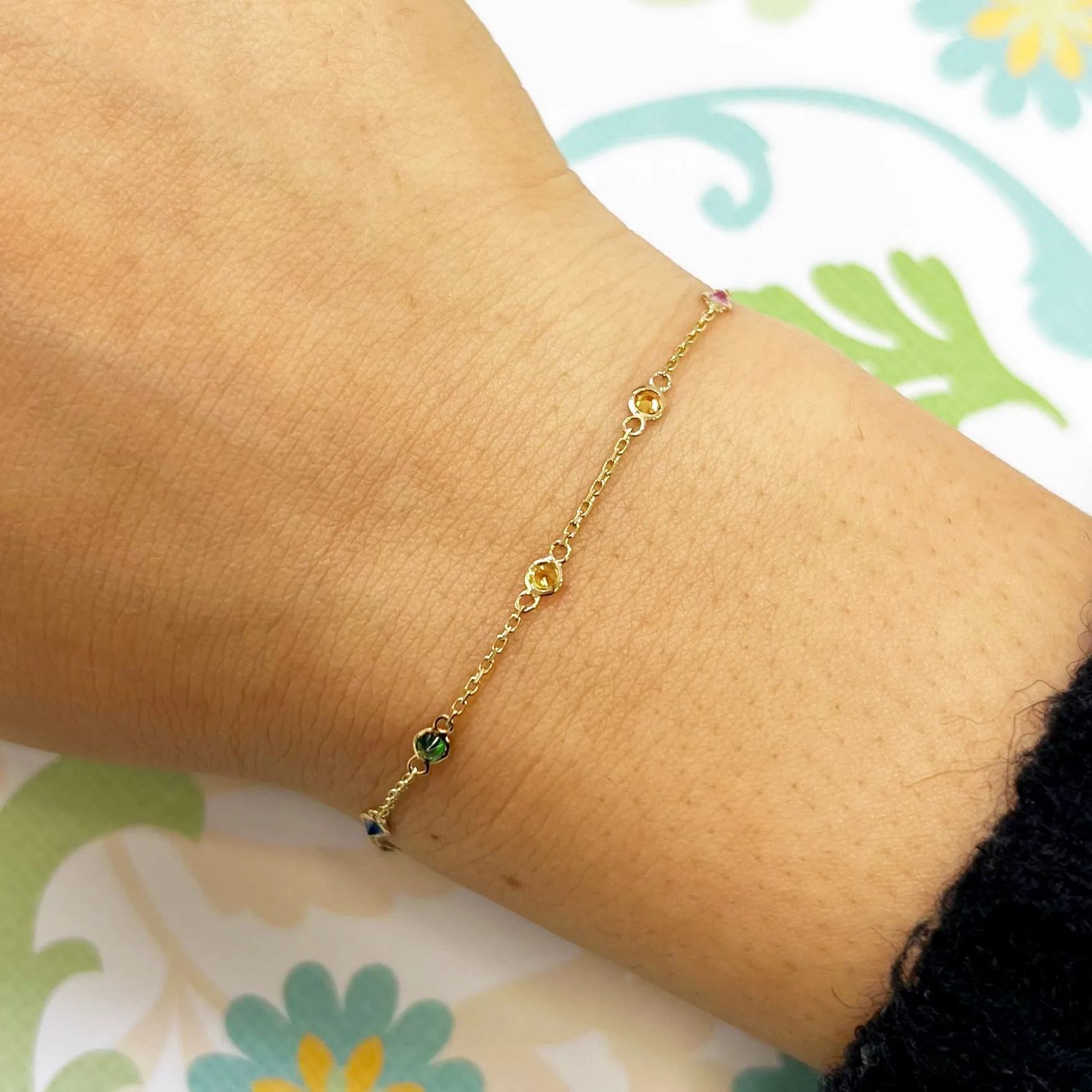 Rainbow Gemstone Station Bracelet