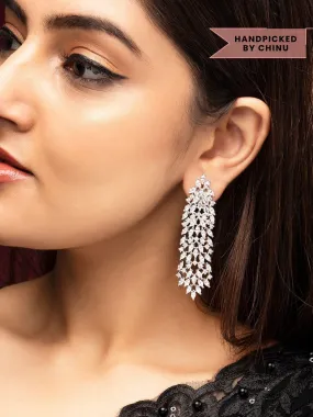 Rubans Silver-Plated Handcrafted AD Studded Drop Earring