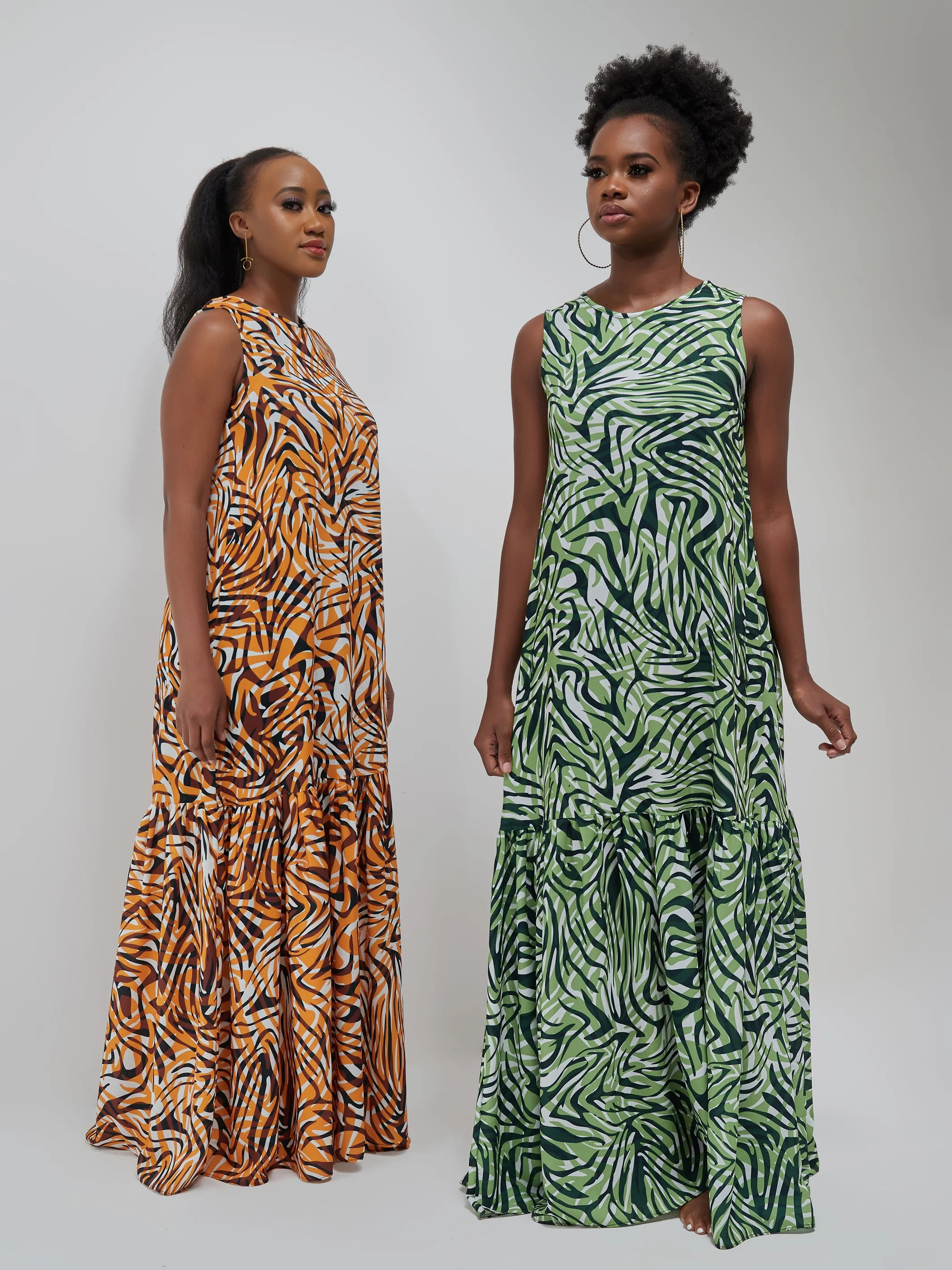 Safari Ayana Sleeveless Maxi Dress - Green Print