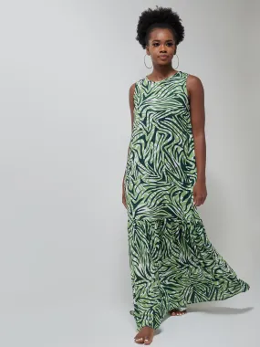 Safari Ayana Sleeveless Maxi Dress - Green Print