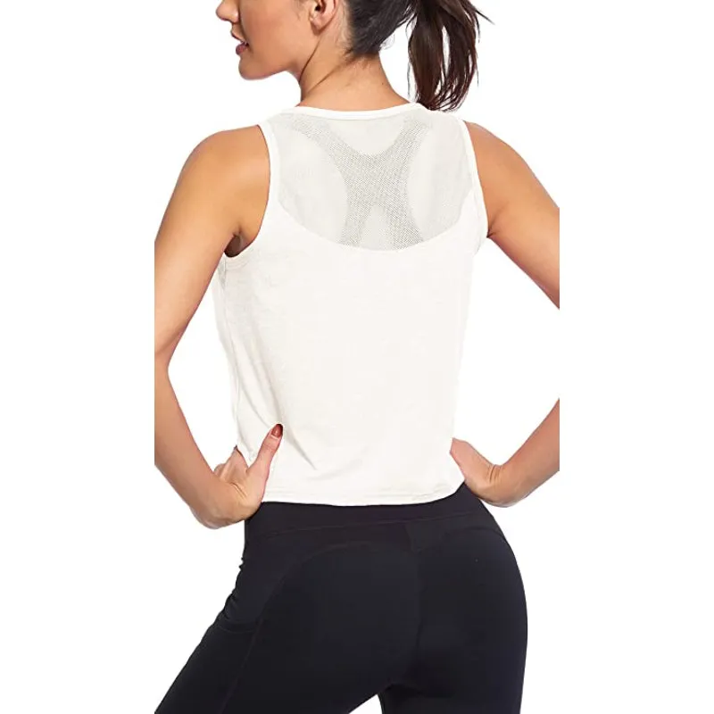 Scoop Neckline Quick Dry Mesh Workout Tank Tops