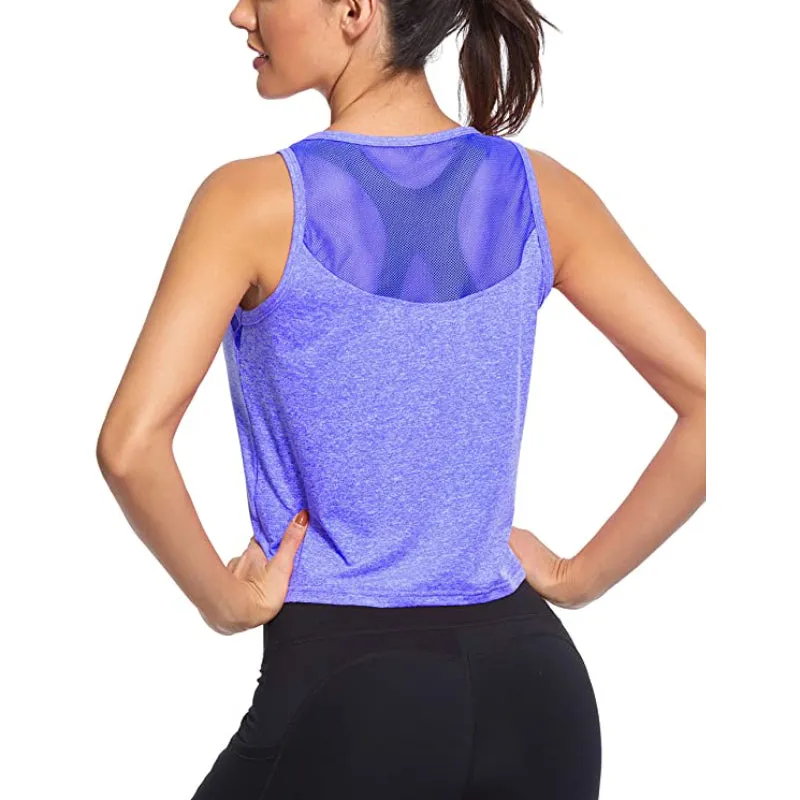 Scoop Neckline Quick Dry Mesh Workout Tank Tops