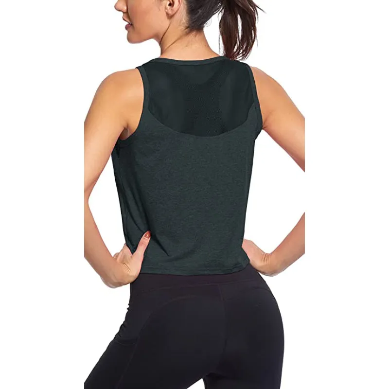 Scoop Neckline Quick Dry Mesh Workout Tank Tops