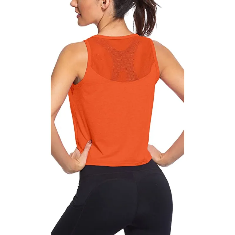 Scoop Neckline Quick Dry Mesh Workout Tank Tops