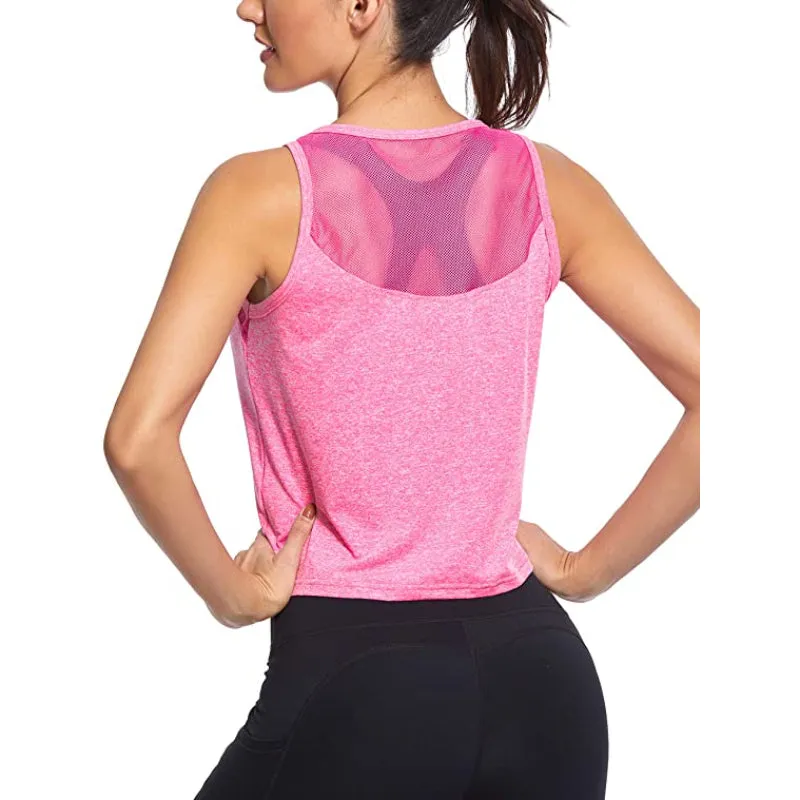 Scoop Neckline Quick Dry Mesh Workout Tank Tops