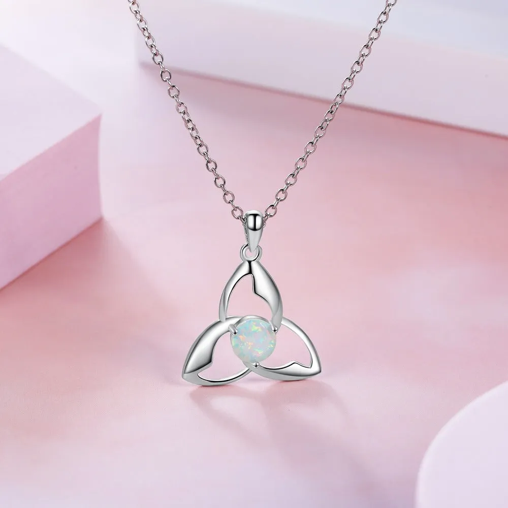 Silver Color Triquetra Trinity Knot Pendant Necklace