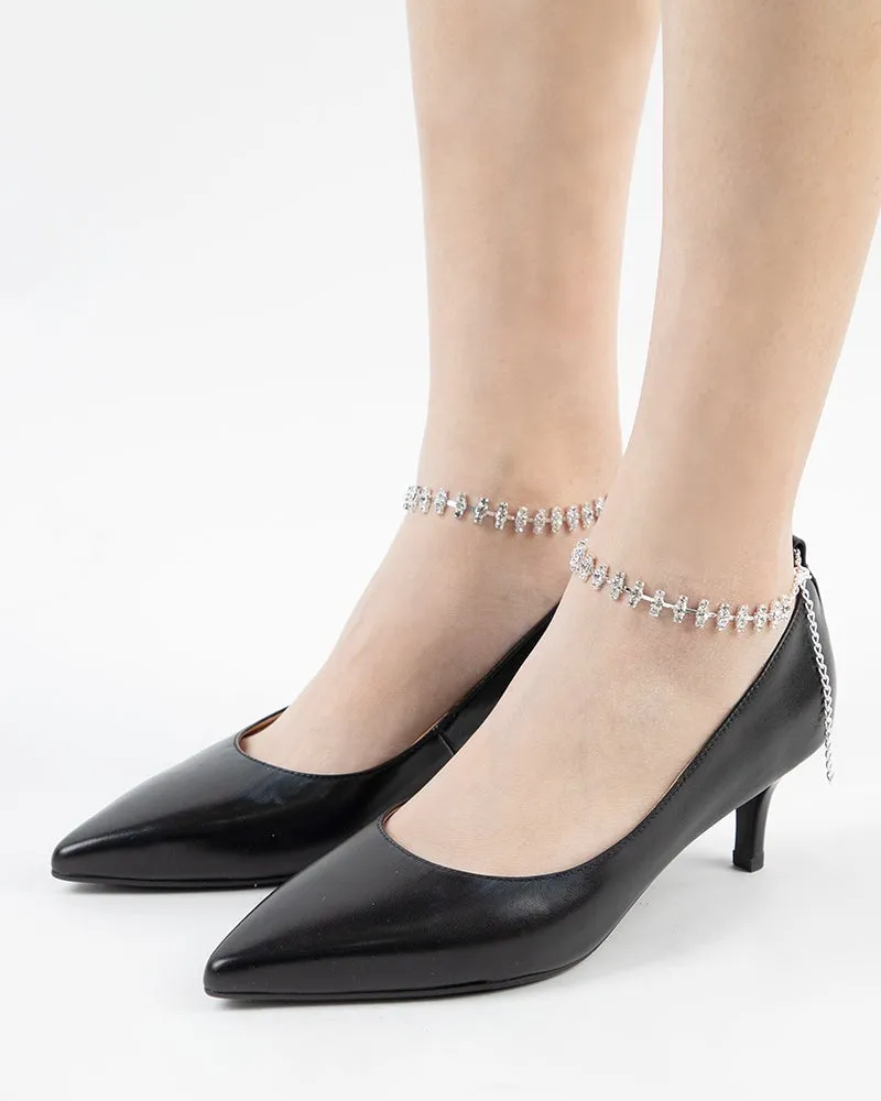 Sliver Irregular Rhinestones Ankle Chain